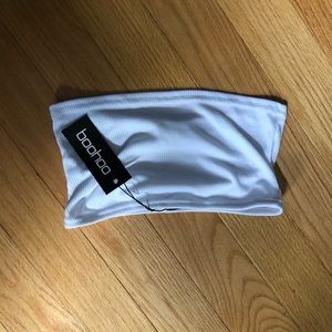 Boohoo Bandeau White Top